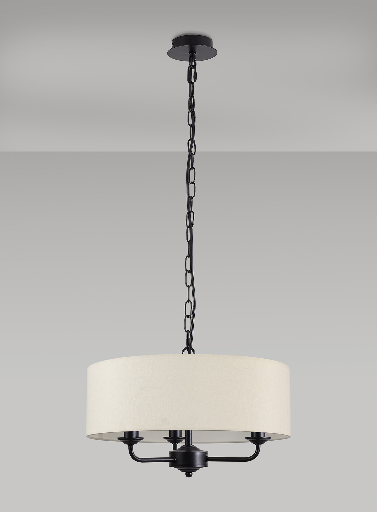 Banyan 45cm 3 Light Pendant Matt Black, Ivory Pearl DK1016  Deco Banyan